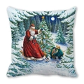 Christmas pillowcase with Santa Claus and animals in a snowy forest scene - Santa and Forest Animals (34)