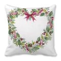 Square peach skin pillowcase with watercolor heart-shaped wreath and pink bow - Heart-shaped Wreath (21)