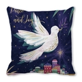 Minimalist peach skin pillowcase with blue peace and joy pigeon and town print - Peace And Joy Dove (16)
