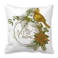 Funda de cojín cuadrada con diseño festivo de cardenal y flores Merry Christmas - Estilo Corona Cardenal Navidad (1)