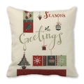 Detail of Christmas pillowcase with Season's Greetings print on soft peach skin fabric - SEASON'S Greetings Retro Style (33)