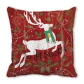 Funda de cojín navideña roja con diseño de reno y texto Tis the Season decorativo - Reno Rojo Dibujado Tis the Season (38)