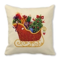 Christmas wreath and red sleigh decorative pillow case in soft peach skin fabric - Christmas Sleigh (25)