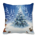 Dettaglio della fodera per cuscino con animali della foresta e stampa natalizia - Motivo Albero di Natale e Animali della Foresta (2)