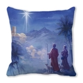 Détail de la housse de coussin de Noël avec bergers et l'étoile de Bethléem - Bergers regardant l'étoile de Bethléem (12)
