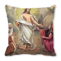 Détail d'une peinture à l'huile religieuse imprimée sur une taie d'oreiller douce et dense - Jésus-Christ avec les croyants (2)