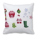 Christmas wreath series peach skin pillowcase with winter accessories pattern - Winter Clothes Print (28)