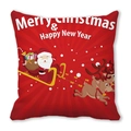Roter Kissenbezug mit Weihnachtsmann-Schlitten und festlichem Weihnachts-Druck - Roter Weihnachtsmann Schlitten Stil (7)