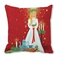 Minimalist red peach skin pillowcase with Saint Lucia festival illustration - Red Saint Lucia Theme (20)