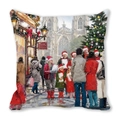 Détail de la housse de coussin en peau de pêche avec impression chorale de Noël - Chœur de la cathédrale sous la neige (23)