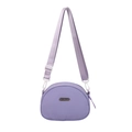 Minimalist light purple nylon crossbody bag with adjustable wide strap and metal logo - Purple