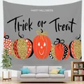 Detalle de tapiz de Halloween con calabazas Trick or Treat sobre una pared gris - 150x100(Piel de Melocotón) / Estilo Calabaza (2)