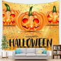 Detalle de tapiz de Halloween con calabazas decorativas y letras de fiesta alegre - Estilo Calabaza Feliz (5)