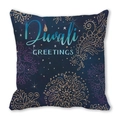 Minimalist Diwali Greetings pillow cover with navy blue starry sky and golden mandala - Diwali Greetings (21)