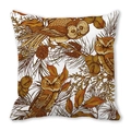 Peach skin pillowcase featuring vintage owl and forest pinecone print in earthy tones - Forest Series Owls Style (6)