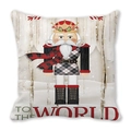 Christmas Santa Claus Nutcracker square pillow case with To The World text print - 18x18 Inch / Plaid Outfit Nutcracker Style (9)