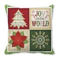 Christmas pillowcase with musical tree, JOY text, and poinsettia on peach skin fabric - Joy to the World Plaid (10)