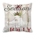 Macro detail of retro Santa Christmas cushion cover with ice skates and holly berries - 18x18 Inch / Vintage Ice Skates Style (4)