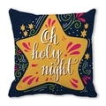 Navy blue Christmas pillow case with star print and 'Oh holy night' text detail - 45x45cm / Navy Yellow Star Design (22)