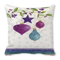Square Christmas pillowcase featuring purple berry branches and hanging star ornaments - Purple Christmas Ball (31)