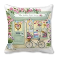 Housse de coussin carrée en peau de pêche avec aquarelle de boutique et roses - Petite Boutique de Cadeaux (23)