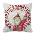 Close-up of Santa Claus print on peach skin pillowcase with Merry Christmas text - Santa Claus Red Seal Style (27) / 18x18 Inch
