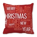 Roter quadratischer Weihnachts-Kissenbezug mit festlichem Druck auf Pfirsichhaut-Stoff - Roter mehrsprachiger Urlaubs-Typografie-Stil (9)