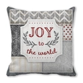 Detail of Santa cushion cover featuring patchwork patterns and Joy to the World text - Geometric Joy To The World (28) / 18x18 Inch