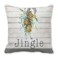 Christmas pillowcase with Jingle text, wood texture and festive bell print design - Plaid Pattern Bells (12) / 18x18 Inch