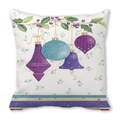 Christmas wreath peach skin pillowcase with blue and purple ornaments on white base - Blue Purple Chimes (32)