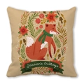 Detail of fox illustration and Season's Greetings text on peach skin pillowcase - Fox with Scarf (15)