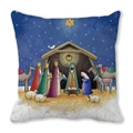 Exotic nativity scene print pillowcase featuring Mary and Joseph on soft peach skin fabric - Nativity Scene Art Illustration Style (12) / 45cmx45cm (Cover Only)