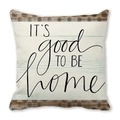 Rustic square cushion cover with blue wood grain and IT'S good TO BE home print - American Country Home (15) / 18x18 Inch