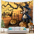 Halloween pumpkin and witch tapestry wall hanging for festive living room decoration - 100X70 / Peach Skin / Halloween Theme Style 8