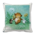 Square peach skin pillowcase with cute illustrated bear walking with a duck and mouse - Healing Bear Walking (14)