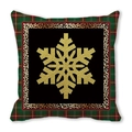 Christmas pillowcase with red plaid borders, leopard print, and a large golden snowflake - Snowflake Leopard Plaid (14)