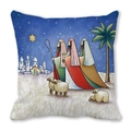Exotic portrait pillowcase featuring a religious art scene with sheep and a castle - Star of Bethlehem and Sheep Style (13) / 45cmx45cm (Cover Only)