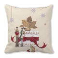 Greenery wreath series pillow case with cute boy, girl and cake illustration design - Fairytale Christmas Cake Style (11)