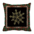 Christmas pillowcase with gold mandala pattern, leopard print and tartan plaid border - Gold Mandala Leopard (15)