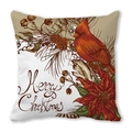 Christmas cardinal bird and poinsettia print peach skin fabric square pillowcase - Hand-painted Cardinal Blessing Style (12)