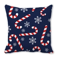 Christmas cushion cover in navy blue with candy cane and snowflake prints - 45x45cm / Navy Candy Cane Snowflake (29)