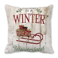 Christmas pillowcase with red sleigh design and Winter Wonderland festive print - 18x18 Inch / Red Sleigh Gifts Style (3)