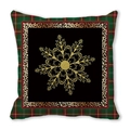 Christmas pillowcase with golden snowflake mandala, leopard print, and tartan patterns - Gold Snowflake Leopard Plaid (16)