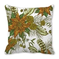 Square floral cushion cover with vintage pine cones and feathers on peach skin fabric - Natural Forest Botanical Style (13)