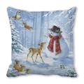Kissenbezug mit Schneemann und Waldtieren Druck aus weichem Pfirsichhaut Stoff - Schneemann und Waldtiere (9)