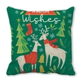 Minimalist peach skin pillowcase with green Christmas reindeer and Warm Wishes text - Warm Wishes White Reindeers (33)