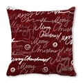 Dunkelroter quadratischer Kissenbezug mit weißem Merry Christmas Schriftzug Print - Tiefroter handgeschriebener Weihnachtswunsch-Stil (15)