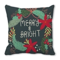 Green Christmas pillowcase with Merry & Bright wreath design on soft peach skin fabric - Merry And Bright Christmas Wreath (34)