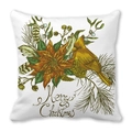 Floral peach skin pillowcase with vintage Christmas bird and poinsettia illustration - White Background Vintage Birds Style (16)