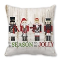 Nutcracker Christmas pillowcase with festive soldiers and jolly holiday message - 18x18 Inch / Four Nutcracker Soldiers Style (11)